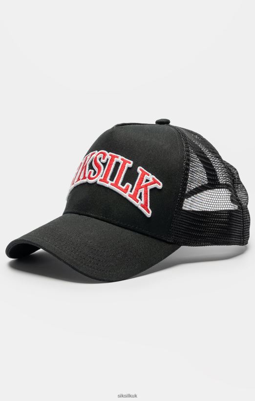SikSilk Accessory 020XHH225 Black Mesh Shadow Logo Trucker Cap Unisex