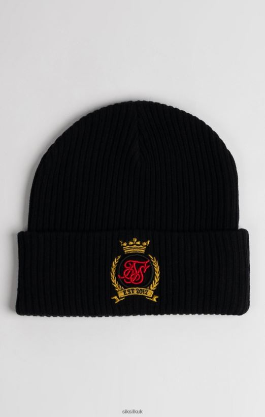 SikSilk Accessory 020XHH230 Black Crest Beanie Hat Unisex