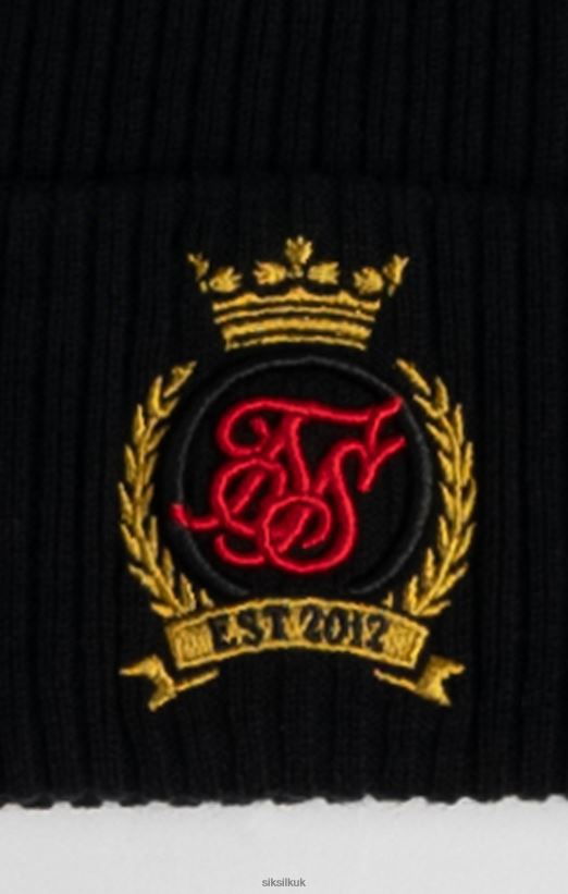 SikSilk Accessory 020XHH230 Black Crest Beanie Hat Unisex