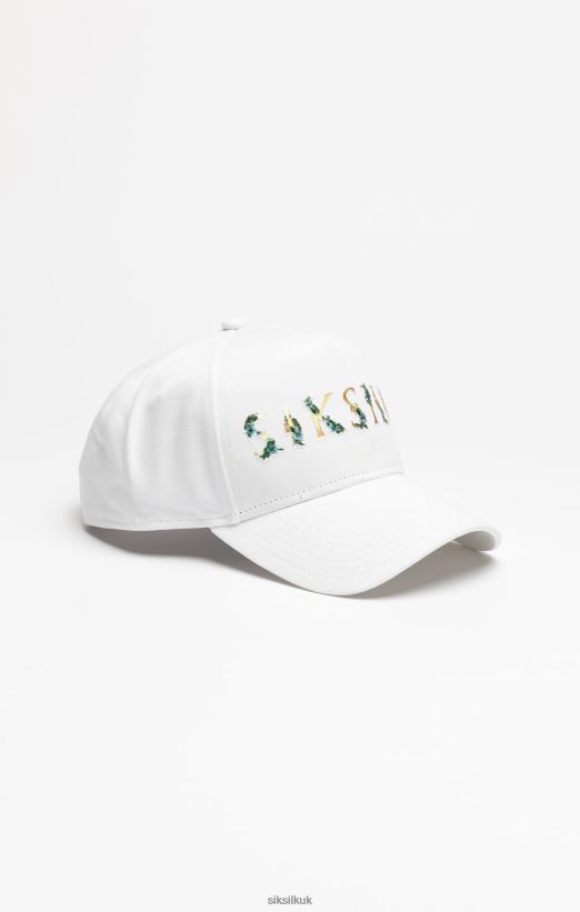 SikSilk Accessory 020XHH234 White Floral Embroidery Trucker Cap Unisex