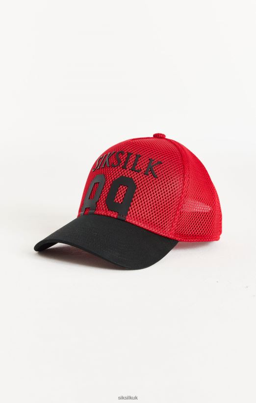 SikSilk Accessory 020XHH241 Red Full Mesh 89 Trucker Cap Unisex