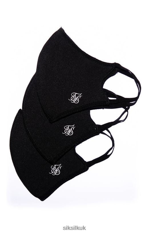 SikSilk Accessory 020XHH239 Black Pack Of 3 Face Covering Unisex