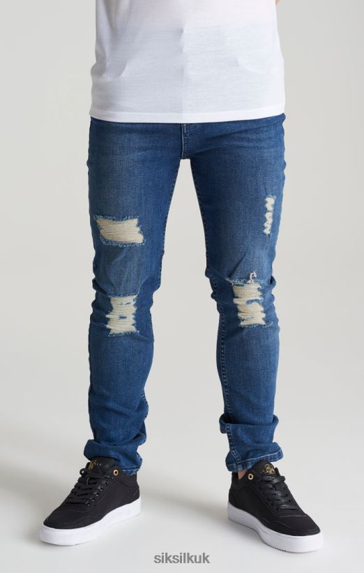 SikSilk Apparel 020XHH309 Midstone Distressed Slim Denim Jean Boys
