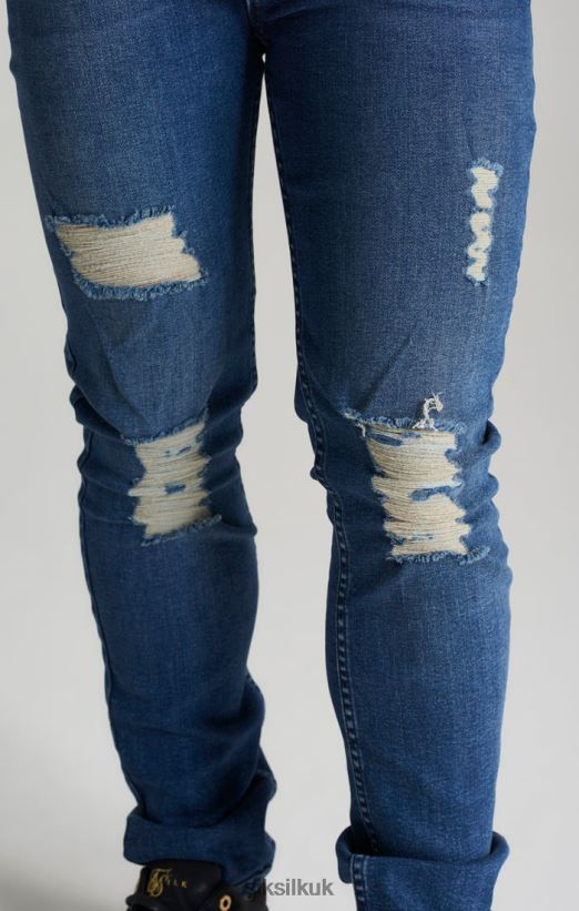 SikSilk Apparel 020XHH309 Midstone Distressed Slim Denim Jean Boys