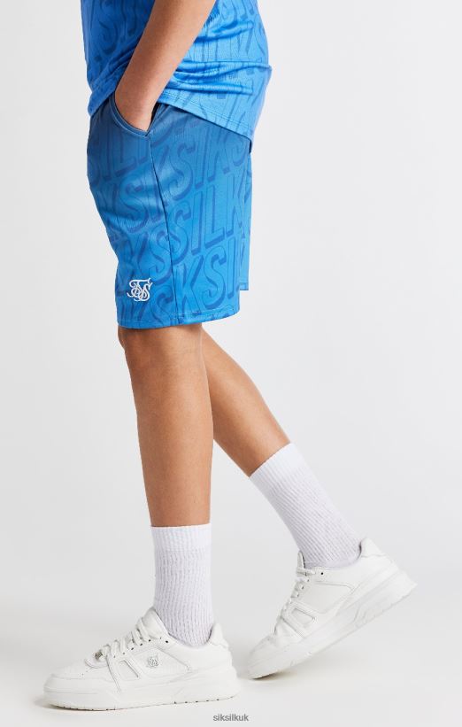 SikSilk Apparel 020XHH314 Blue Branded Fade Regular Fit Short Boys