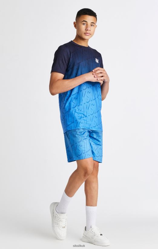 SikSilk Apparel 020XHH314 Blue Branded Fade Regular Fit Short Boys