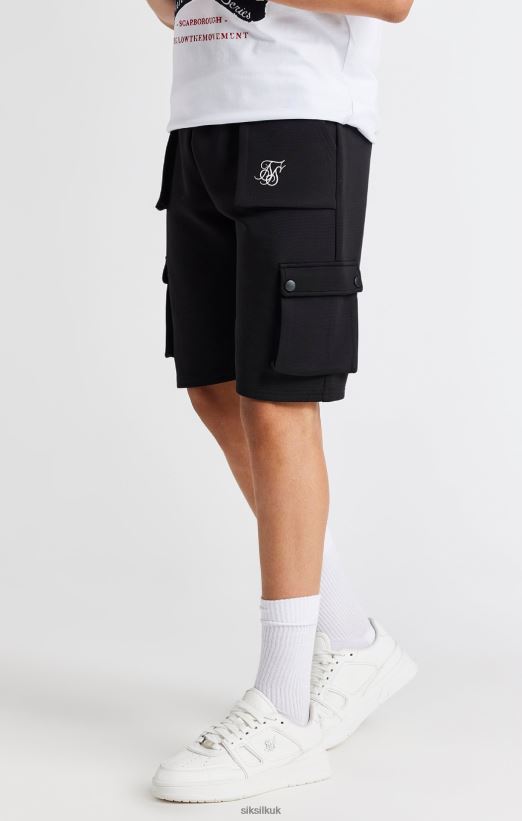 SikSilk Apparel 020XHH315 Black Cargo Short Boys