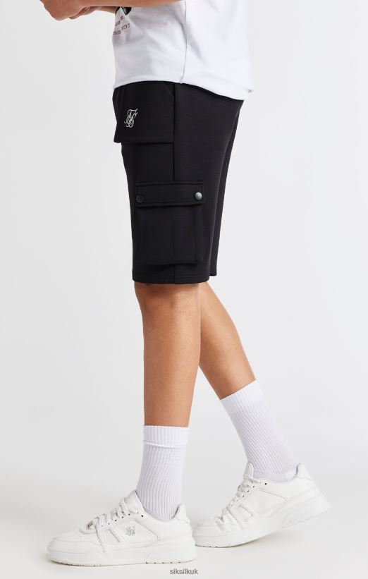 SikSilk Apparel 020XHH315 Black Cargo Short Boys