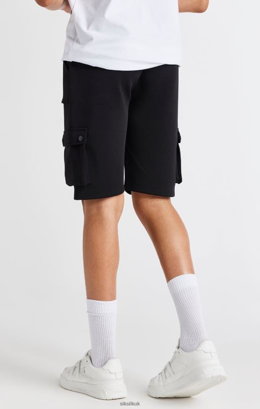 SikSilk Apparel 020XHH315 Black Cargo Short Boys