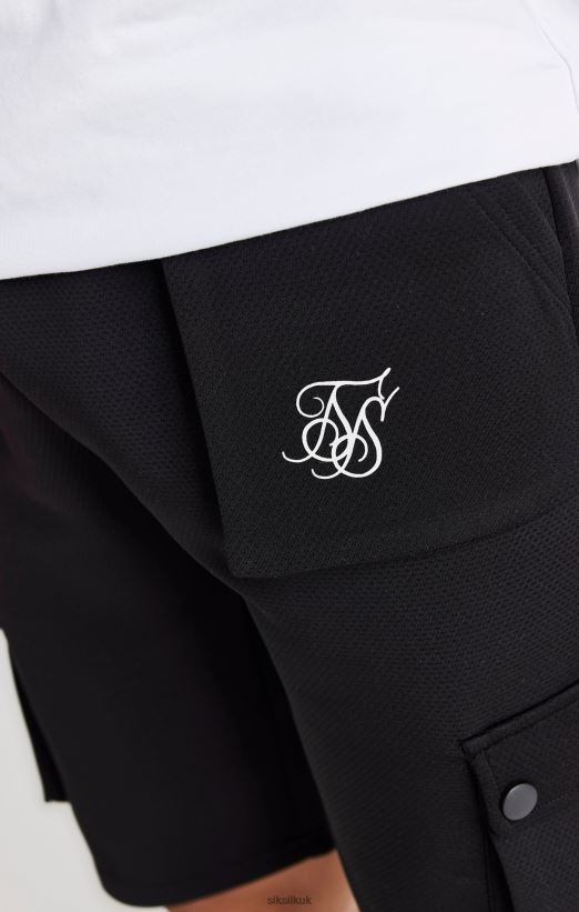 SikSilk Apparel 020XHH315 Black Cargo Short Boys