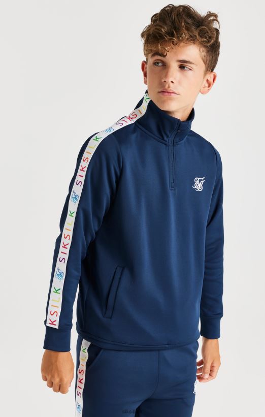 SikSilk Apparel 020XHH287 Rainbow Funnel Neck - Navy Boys
