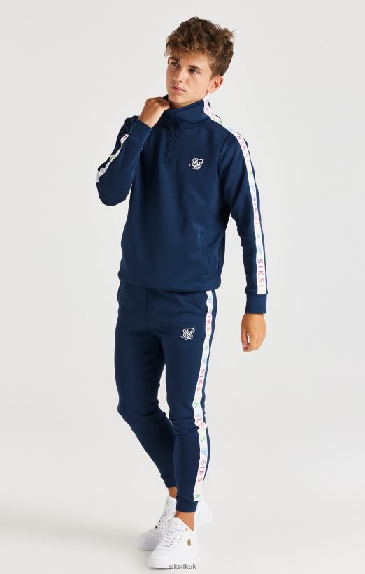SikSilk Apparel 020XHH287 Rainbow Funnel Neck - Navy Boys