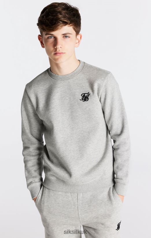 SikSilk Apparel 020XHH289 Grey Marl Essentials Sweatshirt Boys
