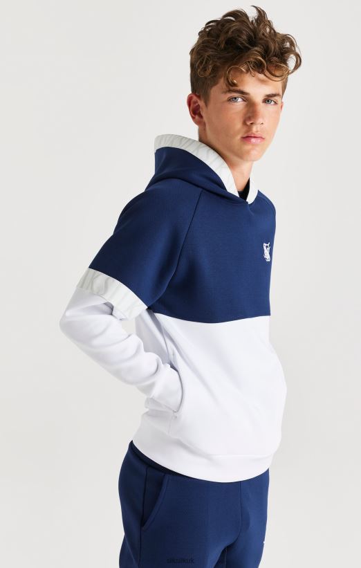 SikSilk Apparel 020XHH292 Dynamic Overhead Hoodie - Navy & White Boys