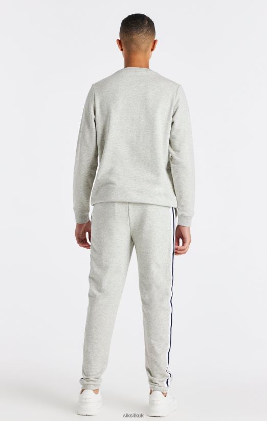 SikSilk Apparel 020XHH296 Grey Marl Varsity Crew Sweatshirt Boys