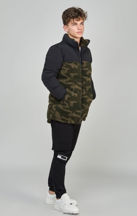 SikSilk Apparel 020XHH297 Camo Borg Puffer Jacket Boys