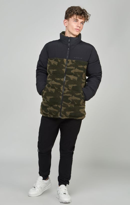 SikSilk Apparel 020XHH297 Camo Borg Puffer Jacket Boys
