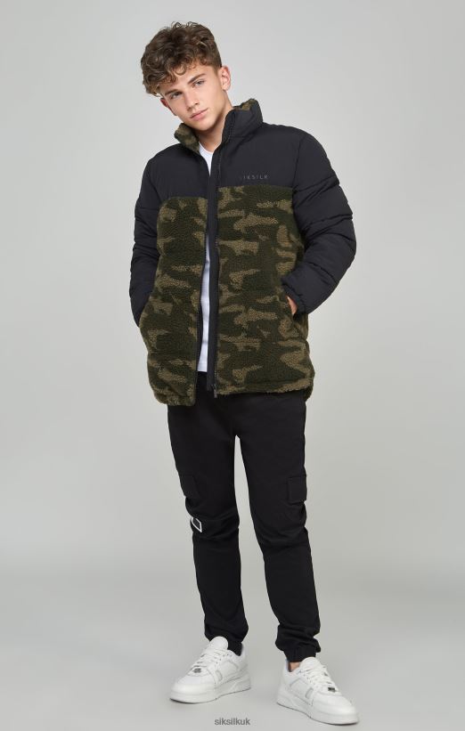 SikSilk Apparel 020XHH297 Camo Borg Puffer Jacket Boys
