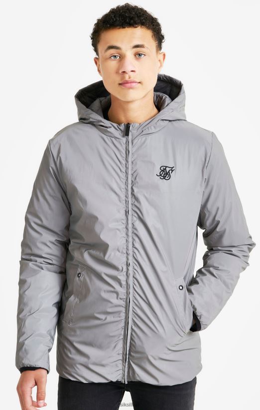 SikSilk Apparel 020XHH298 Grey Reversible Bubble Jacket Boys