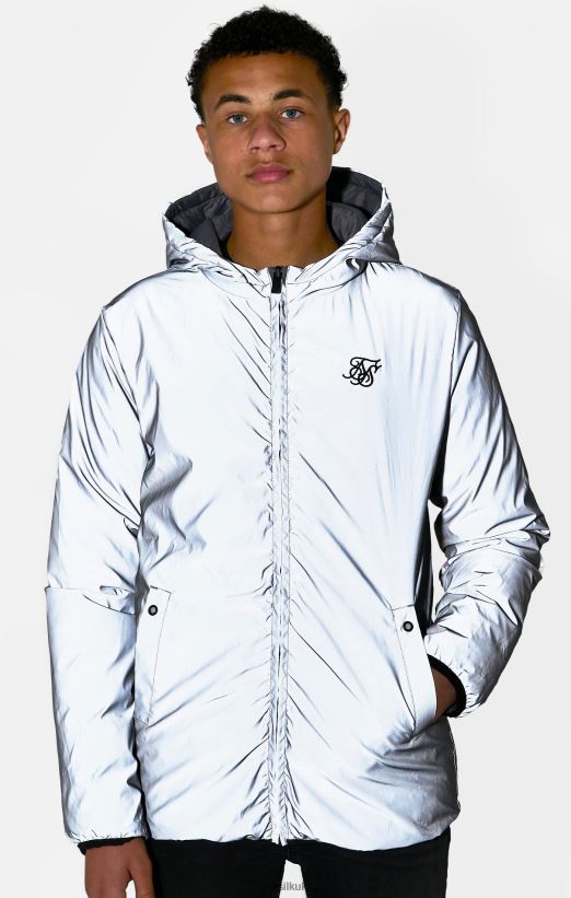SikSilk Apparel 020XHH298 Grey Reversible Bubble Jacket Boys