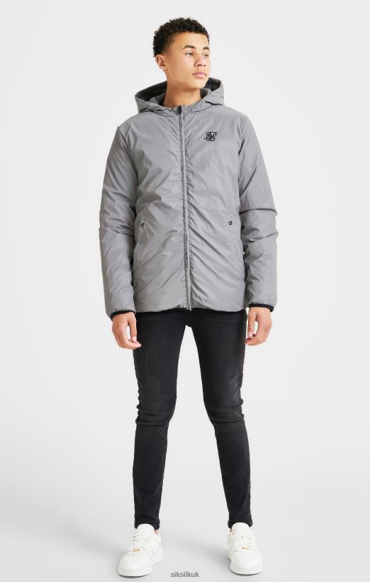 SikSilk Apparel 020XHH298 Grey Reversible Bubble Jacket Boys