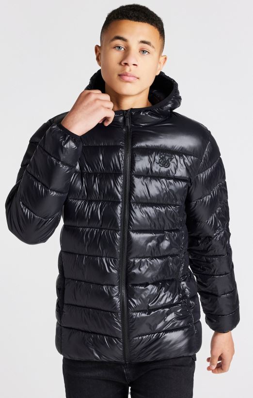 SikSilk Apparel 020XHH299 Black Lightweight Bubble Jacket Boys