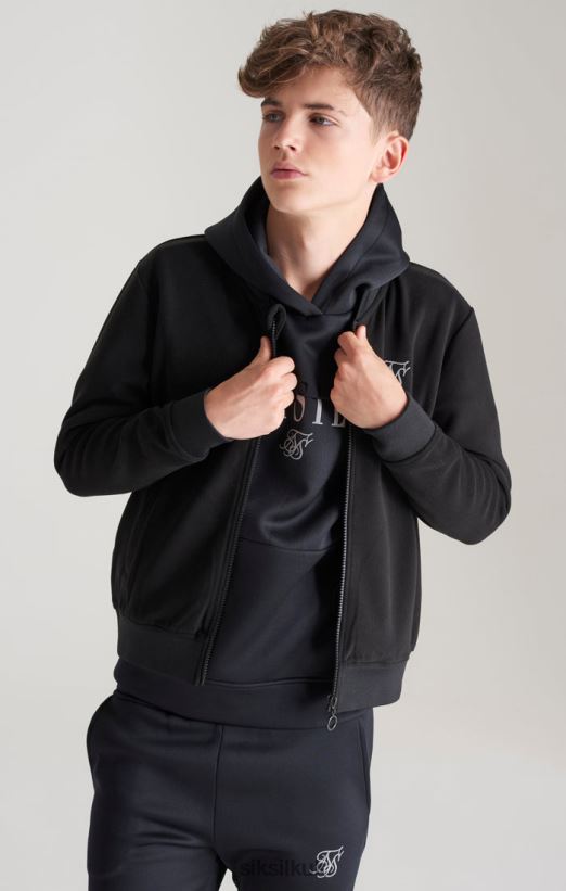 SikSilk Apparel 020XHH301 Black Metallic Logo Bomber Boys