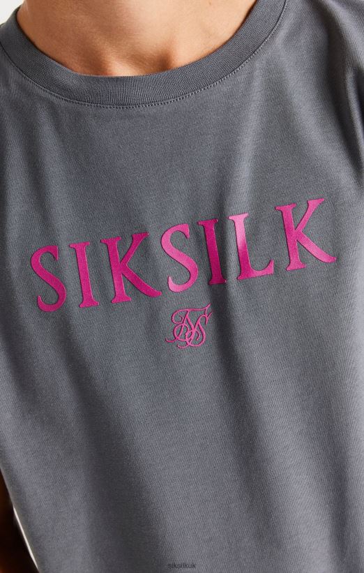 SikSilk Apparel 020XHH280 Grey Branded T-Shirt Boys
