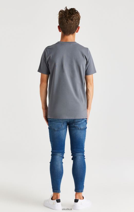 SikSilk Apparel 020XHH280 Grey Branded T-Shirt Boys