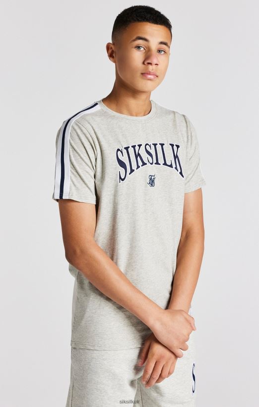 SikSilk Apparel 020XHH283 Grey Marl Varsity T-Shirt Boys