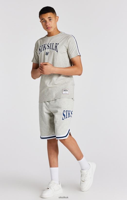 SikSilk Apparel 020XHH283 Grey Marl Varsity T-Shirt Boys