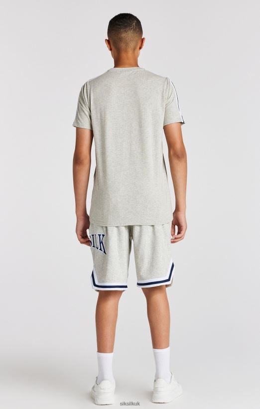 SikSilk Apparel 020XHH283 Grey Marl Varsity T-Shirt Boys