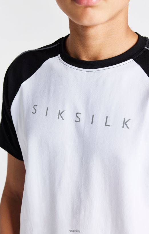 SikSilk Apparel 020XHH284 White Raglan T-Shirt Boys