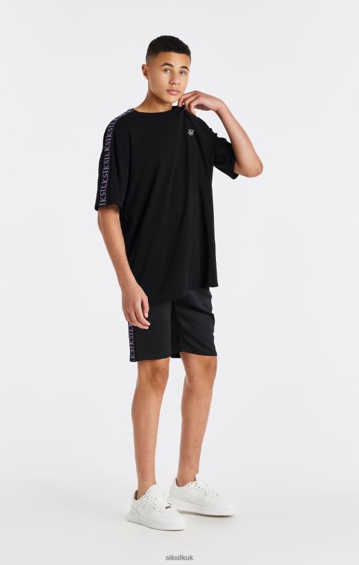 SikSilk Apparel 020XHH285 Black Taped T-Shirt Boys