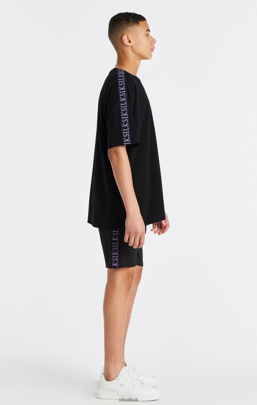 SikSilk Apparel 020XHH285 Black Taped T-Shirt Boys