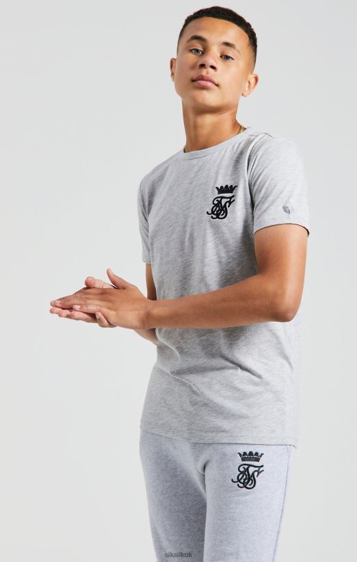 SikSilk x Apparel 020XHH281 Messi Grey Marl Gym T-Shirt Boys