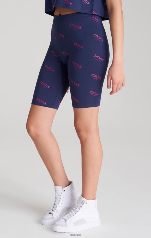 SikSilk Apparel 020XHH355 Navy Printed Cycle Short Girls