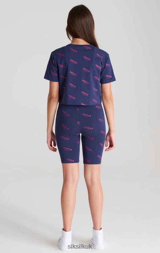 SikSilk Apparel 020XHH355 Navy Printed Cycle Short Girls