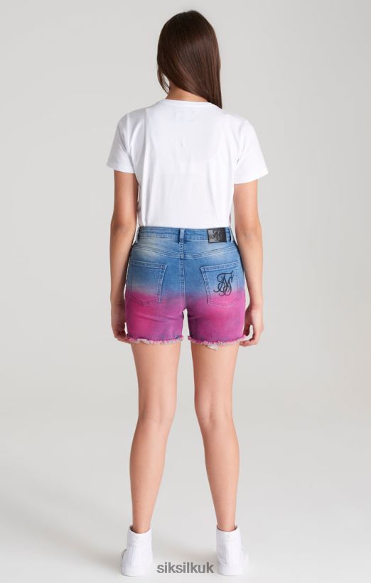 SikSilk Apparel 020XHH356 Blue Dip Dye Denim Short Girls