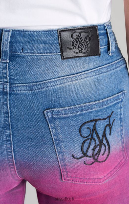 SikSilk Apparel 020XHH356 Blue Dip Dye Denim Short Girls