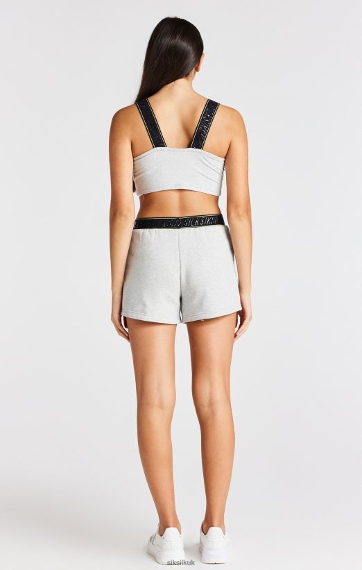 SikSilk Apparel 020XHH360 Grey Marl Taped Runner Short Girls
