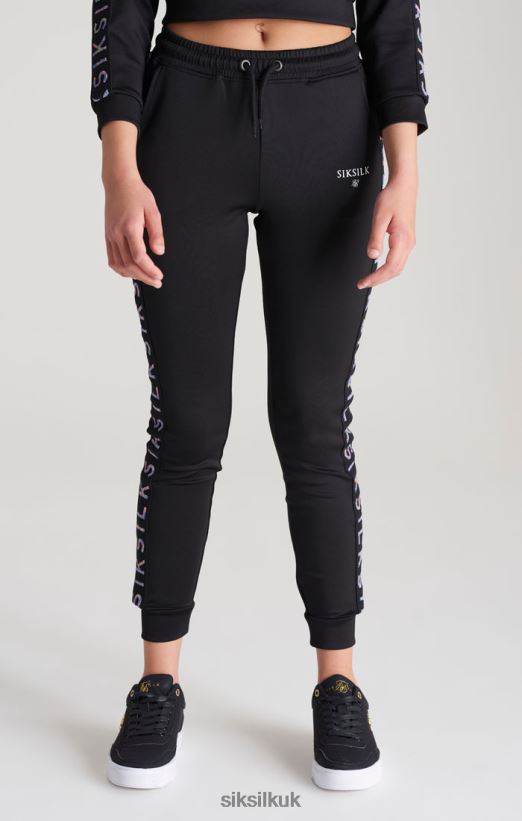 SikSilk Apparel 020XHH349 Black Taped Track Pant Girls