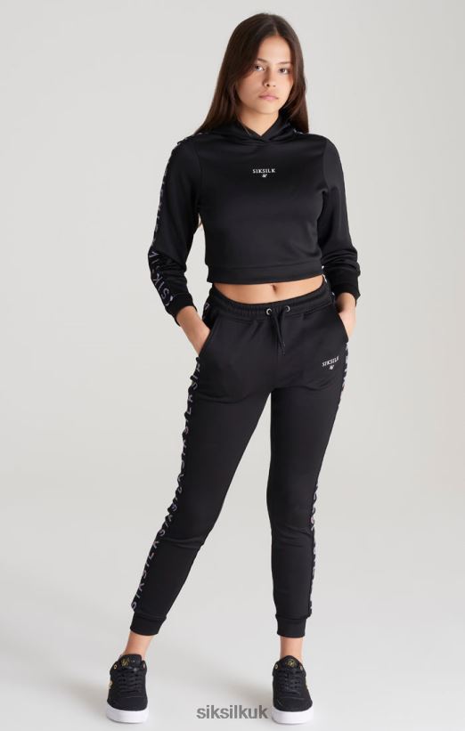 SikSilk Apparel 020XHH349 Black Taped Track Pant Girls