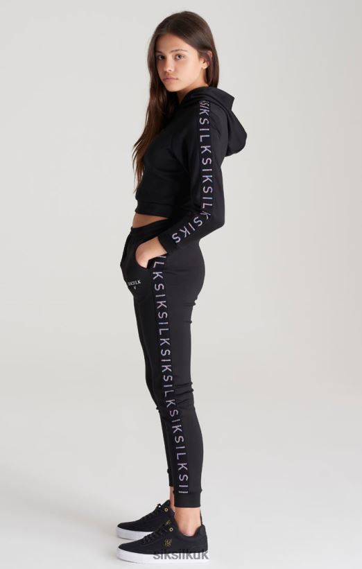 SikSilk Apparel 020XHH349 Black Taped Track Pant Girls