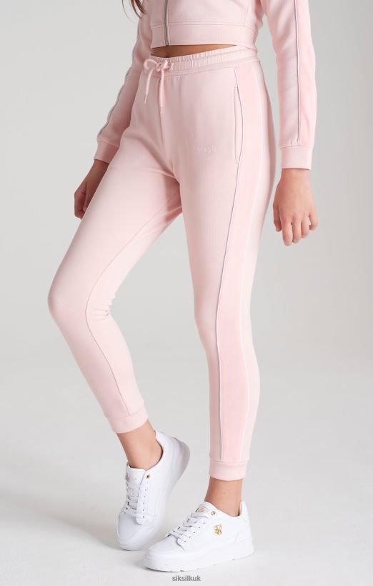 SikSilk Apparel 020XHH350 Pink Velour Taped Track Pant Girls