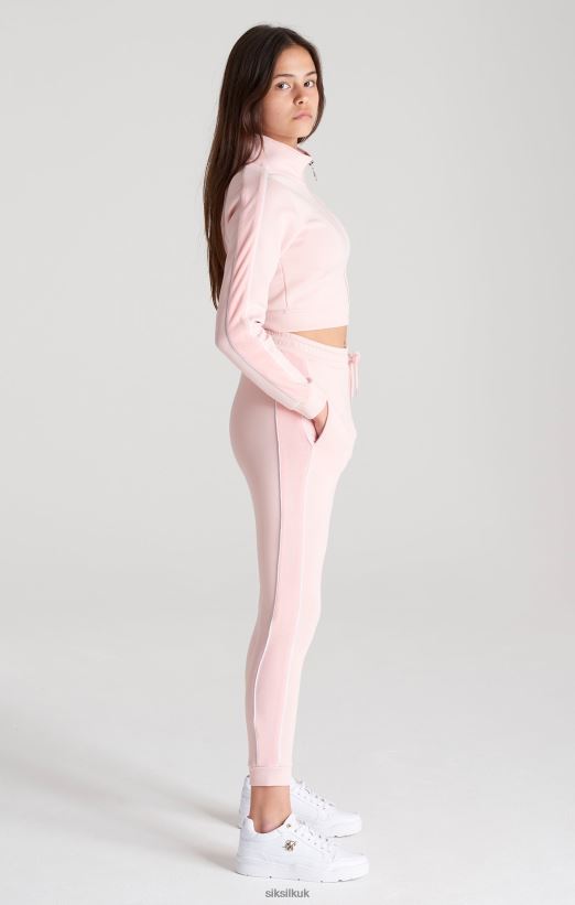 SikSilk Apparel 020XHH350 Pink Velour Taped Track Pant Girls