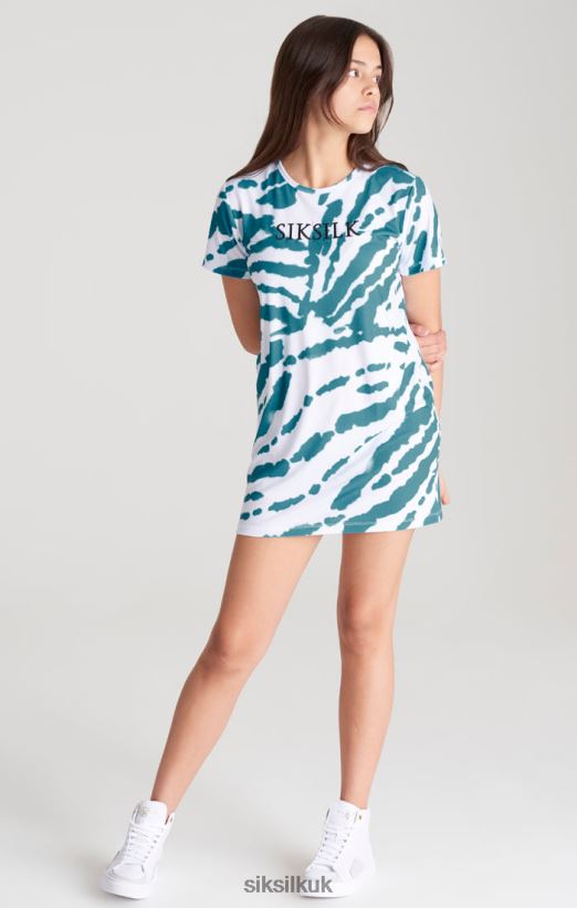 SikSilk Apparel 020XHH343 White Tie Dye T-Shirt Dress Girls