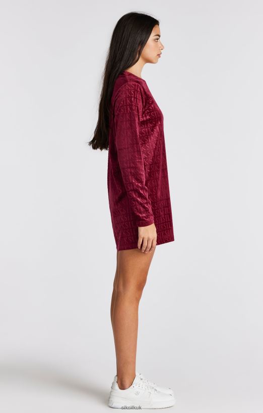 SikSilk Apparel 020XHH345 Pink Velour Long Sleeve T-Shirt Dress Girls