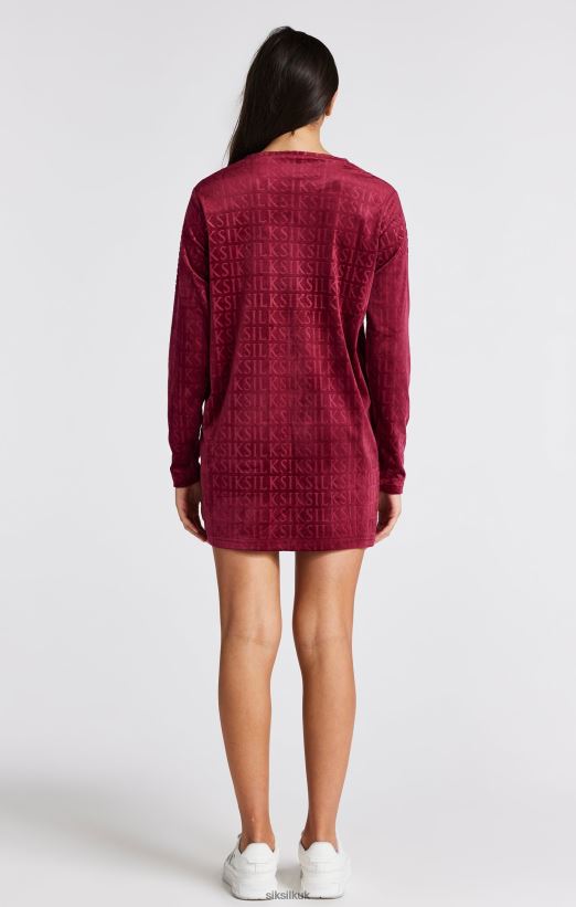 SikSilk Apparel 020XHH345 Pink Velour Long Sleeve T-Shirt Dress Girls