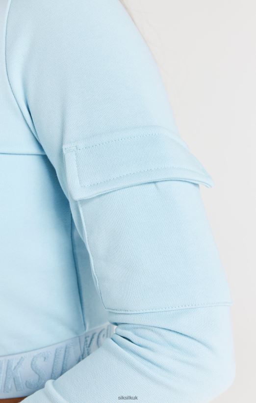 SikSilk Apparel 020XHH328 Taped Cargo Overhead Hood - Blue Girls